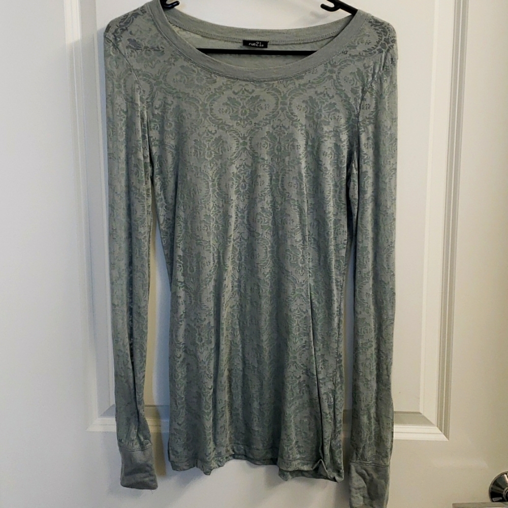 Olive green patterned top